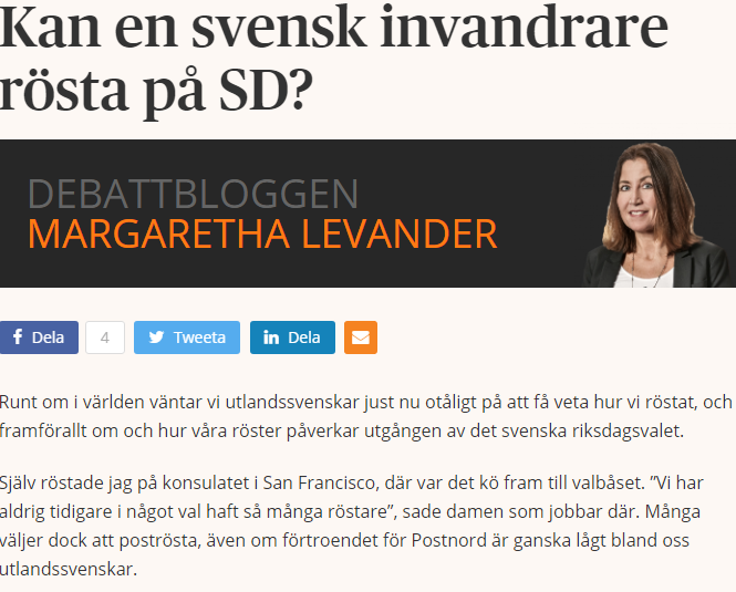 Can A swedish immigrant vote on sd